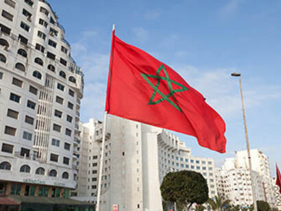 Morocco flag in fa commercial area