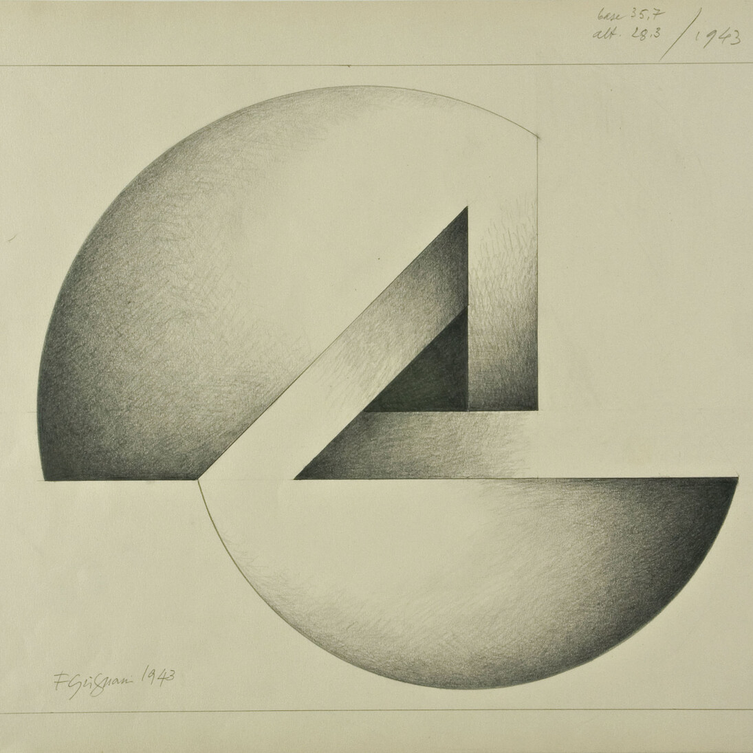 Franco Grignani, Duale-Triale, 1943, matita su carta, Galleria civica di Modena, Raccolta del Disegno