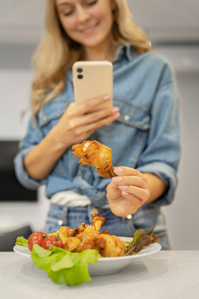 Influencer tomando una fotografía a su comida. En el mundo virtual y sobre la alimentación, pareciera que cualquiera con un cuerpo más o menos hegemónico es un enunciador habilitado