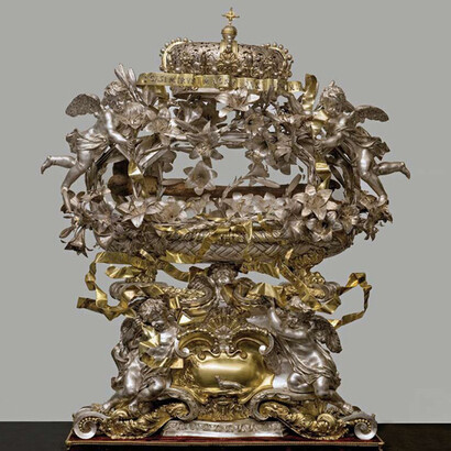 Massimiliano Soldani Benzi, Reliquiario di San Casimiro, 1687, argento fuso, sbalzato, cesellato, inciso e dorato, cm. 83 x 59. Firenze, Museo delle Cappelle Medicee