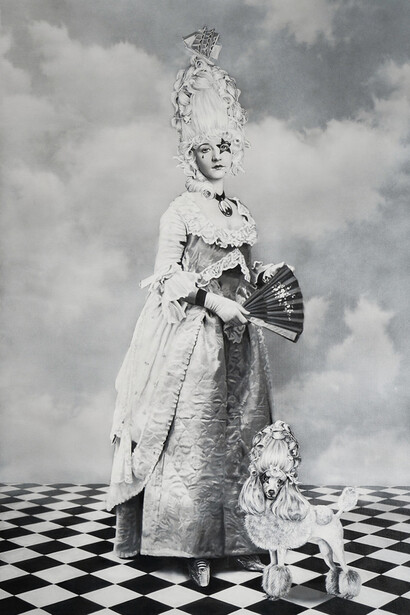 Zoe Byland_Lady and Poodle_Acrylic and airbrush on canvas_45_ x 29.5_