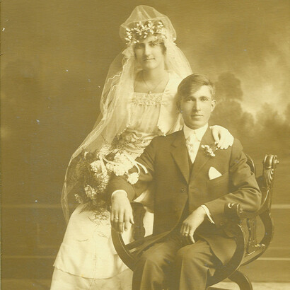 Catherine Pasetta y Niko Hilje en 1918, el día de su boda. Fuente: Archivo familiar
