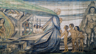 Fernando Daza Osorio; Homenaje de la ciudad de Santiago a Gabriela Mistral (detalle del mural)