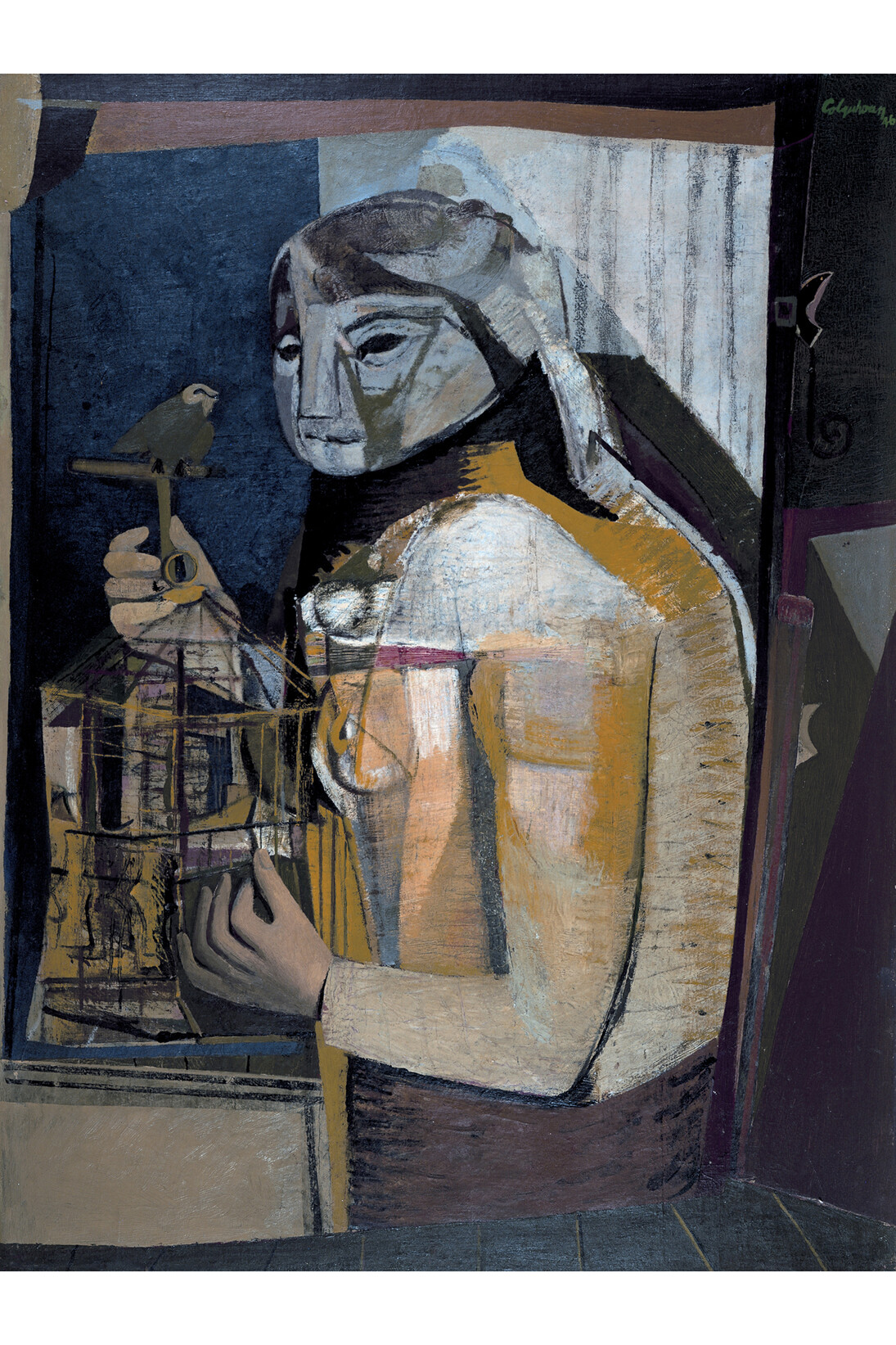 Robert Colquhoun (1914-1962), Woman with the Birdcage, 1946, Oil on canvas, 76.2 x 61 cm, Collection: Tate, purchased 1954
