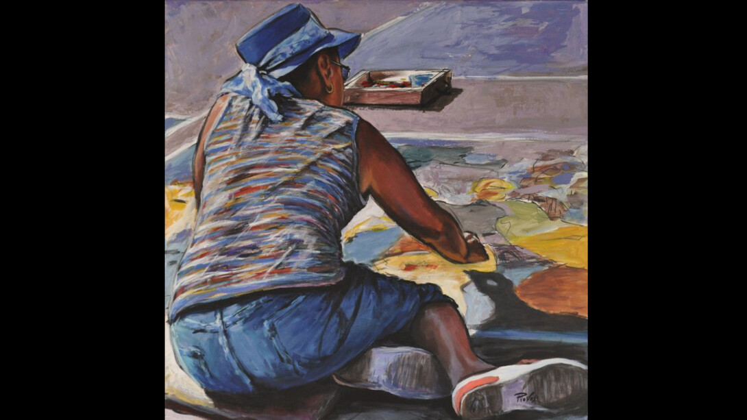 Oscar Piovosi, Ground 28.02, 2017, acrilico su tela, cm. 70x70. 