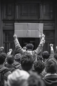 A diverse group of people actively participating in protests for social justice and human rights