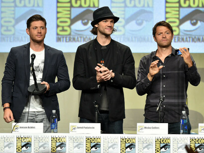 Dean (Jensen Ackles), Sam (Jared Padalecki) y Castiel (Misha Collins) en la Comic-Con de San Diego