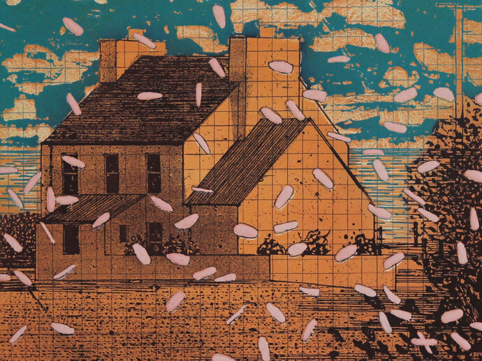 Niall Naessens, Cherry Blossom, Etching, 33 x 33 cm