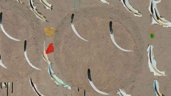 Allison Miller, Mine, 2013, Acrylic, dirt and oil/canvas, 28 x 30 in. Courtesy: Susan Inglett Gallery, NYC.