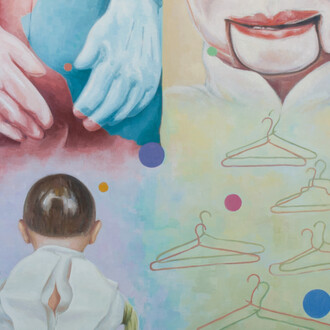 Chema Cobo, Speak spook, 2014, Óleo sobre lienzo, 159 x 157 cm. Courtesy of Miguel Marcos gallery