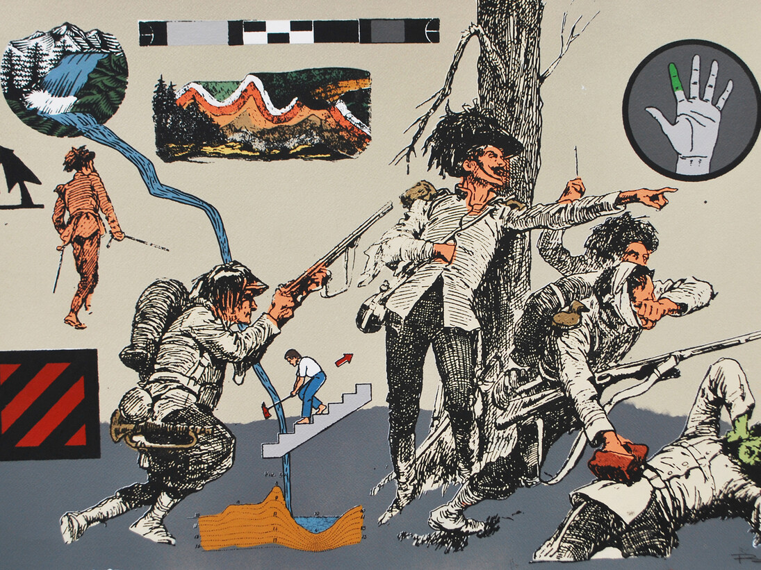 Ryan Metke, Hold the Line - Grey, 2014, Signed & dated on verso, Acrylic & ink on paper, 20 x 30 in, 50.8 x 76.2 cm (MET009)