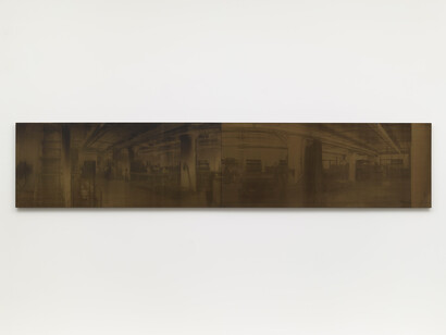 Marc Ganzglass, Factory, 2014, Richlite (recycled paper & phenolic resin), 19 1/4 x 94 x 1 inches, unique