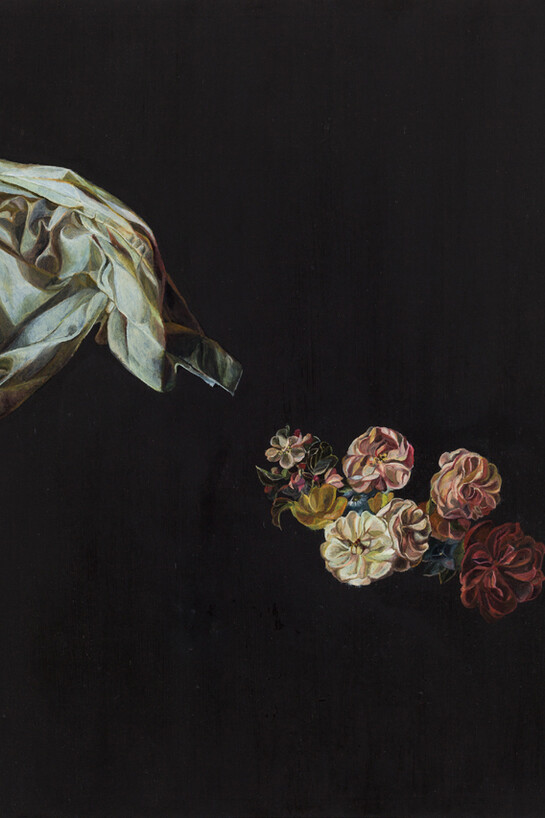 Emma Bennett, The Leaving, 2015, oil on oak, 25 x 20 cm