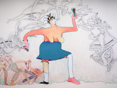 Wall drawing series: Gladys Nilsson, exhibition view. Courtesy of the Menil Collection