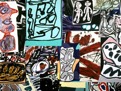 Jean Dubuffet, Les données de I'instant, September 8, 1977, acrylic on glued paper mounted on canvas (31 sections) 55-1/8" x 76-3/4" (140 cm x 195 cm).© ADAGP, Paris and DACS, London 2017