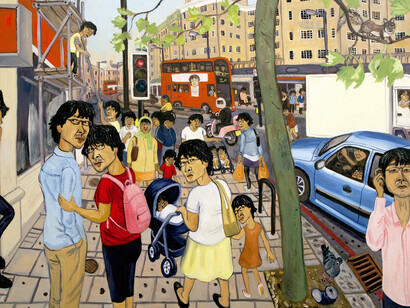 Jiro Osuga, The Multitude, 2013, Oil on canvas, 35 1/2 x 51 1/2 in, Image courtesy of Flowers Gallery, London and New York