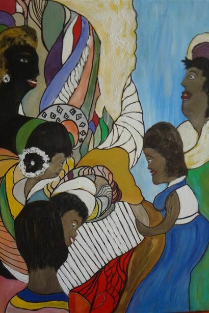 Lillie Simpson, Gullah Affair, Acrylic & Oil on Canvas, 24" x 20"