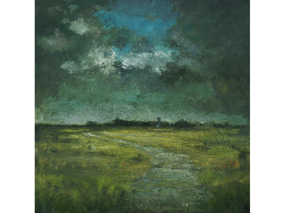 Albert Hadjiganev, Promenade sous la pluie, 2014, Oil on Canvas, 59" x 59"