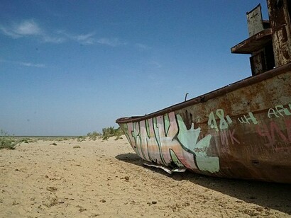 A ship of the Aral Sea, Uzbekistan 