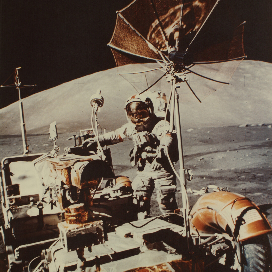 NASA, Apollo 17, Harrison Schmitt, "Commander Cernan Getting on Boardof the Lunar Rover", 1972, December, c-print on matte PE paper, 19,5 (25,3) x 19,4 (20,3) cm, Courtesy: Daniel Blau Munich/London
© Nasa © Harrison Schmitt