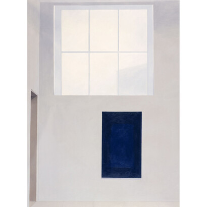 Max Werner, The Blue Painting, Acrylic on Canvas, 47.5” x 45.5”, Courtesy of Agora Gallery 