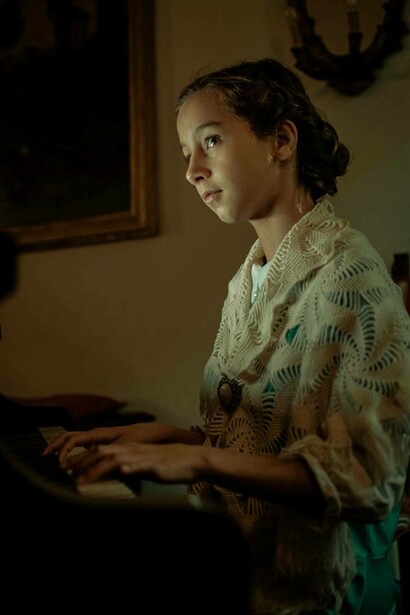 Benedetta Trucco in una scena del docufilm su Giuseppe di Rovasenda. Credito fotografico: Bianca Fartade