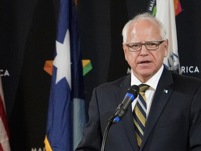 Democrat Vice President candidate Tim Walz at a Vietnam War 50th Anniversary Commemoration