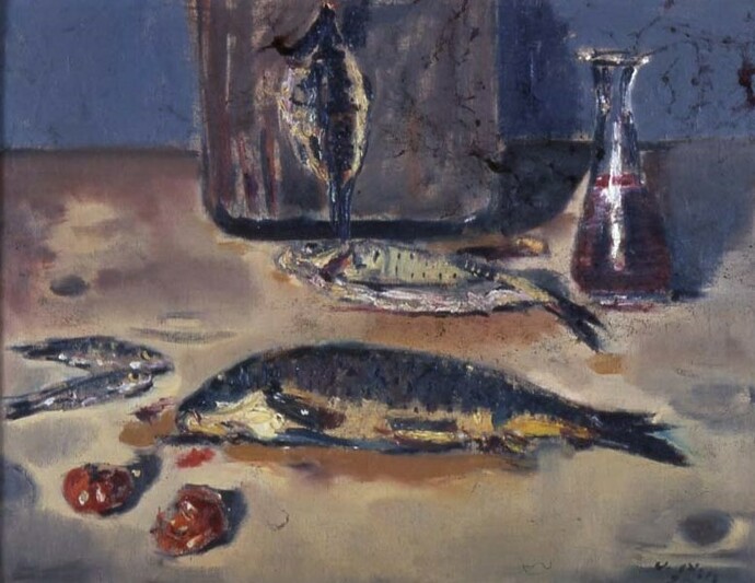 Filippo De Pisis, Natura morta (Pesci e bottiglia), 1925
Roma, Galleria d’Arte Moderna © Roma Capitale


