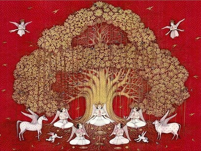 Quadro raffigurante Kalpavriksha, l'albero dei desideri, Artista: Mahaveer Swami