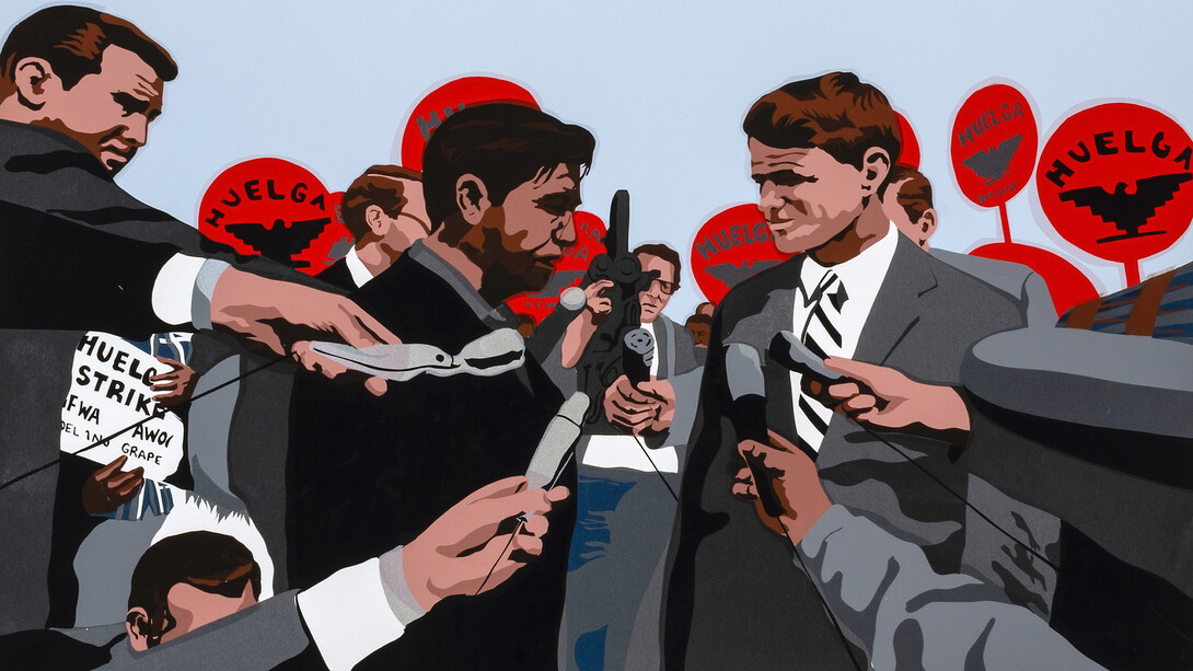 Carlos Francisco Jackson, Huelga (detail), 2009, screenprint on paper, Gift of Drs. Harriett and Ricardo Romo, 2019.50.4. Courtesy of H’Art Museum