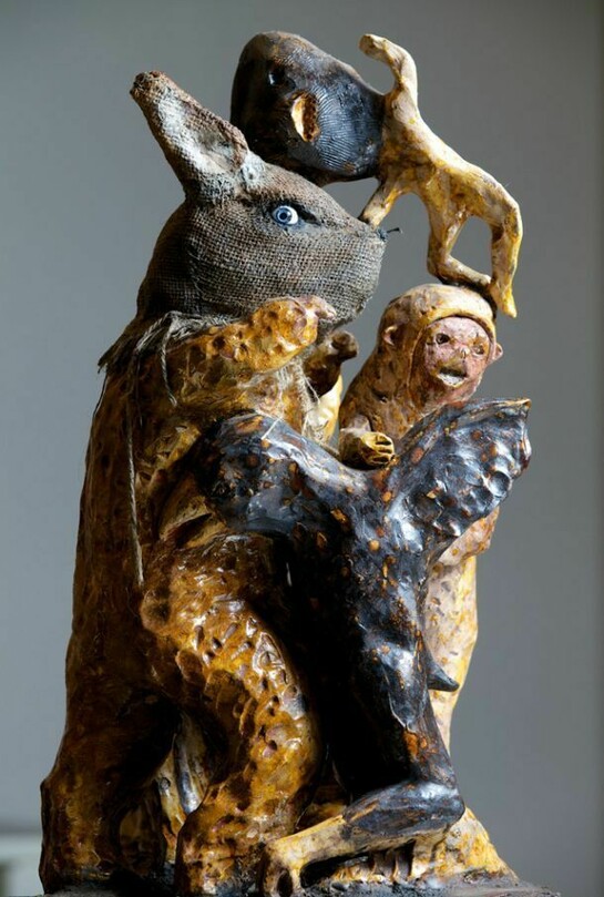 Kerry Jameson, 'Unbounded' installation view with focus on 'Remade- Figures Combined' (2013), photo © Philip Sayer, courtesy of Marsden Woo Gallery