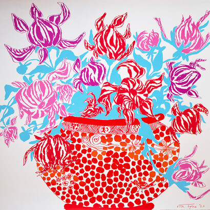 Oisín Byrne, Blue red cut flowers (detail), 2026. Courtesy of So Fine Art Editions