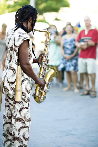 Busker at the Costa Brava Jazz Festival