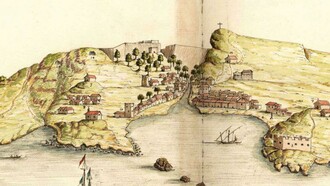 Antiga Ribeira Grande, Cidade Velha, ilha de Santiago, Cabo Verde. Atlas de Leonardo de Ferrari, 1655.