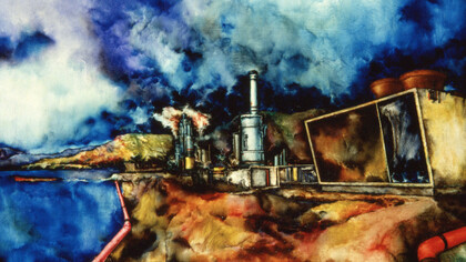 Michele Mainoli, Una raffineria all'italiana (1970) - olio su tela