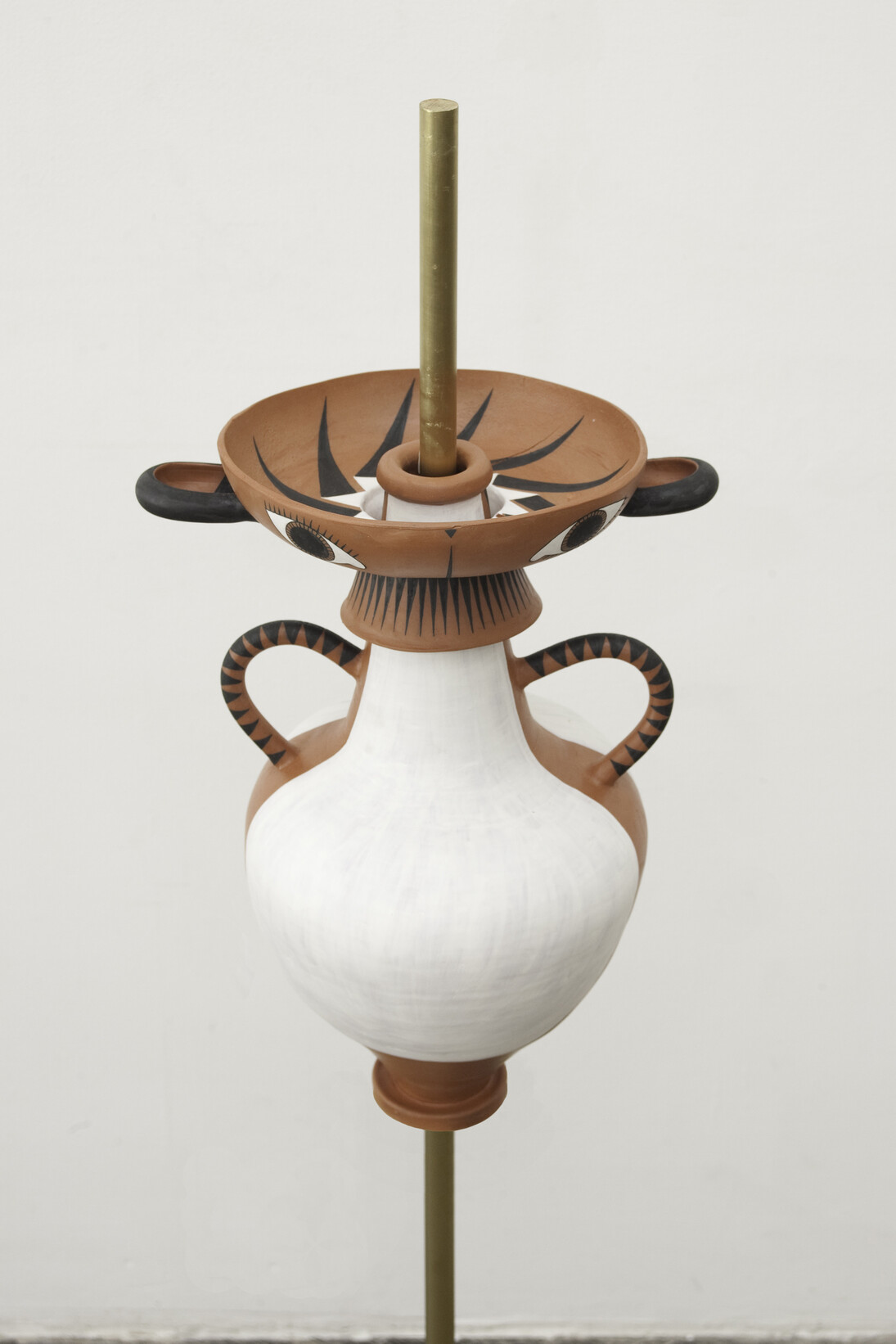 Cammie Staros, Leda (detail), Ceramic, brass, hole, 12.5" x 10" x 52". Courtesy of the Artist and Ghebaly Gallery, Los Angeles