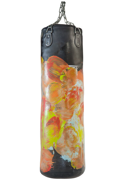 Omar Hassan, Drum and Punch, 2015, Mixed media on punch bag, 120 x 35 x 35 cm © Omar Hassan/ContiniArtUK