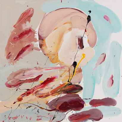 Zümrütoğlu, Here It Is, 2023, oil on canvas, 100x100 cm. Courtesy of the artist and JD Malat Gallery
