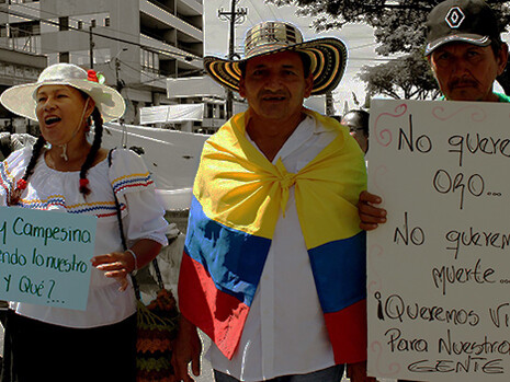 Protesta contra un proyecto de minería en Colombia