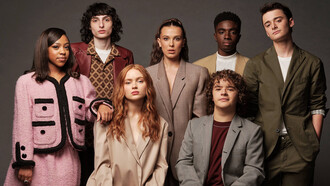 Fotografía de prensa del elenco de la serie de Netflix «Stranger Things», cuya primera temporada se estrenó en 2016