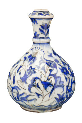 Qalyān Bowl, Safavid-dynasty, 17th century Iran fritware with a cobalt under-glaze