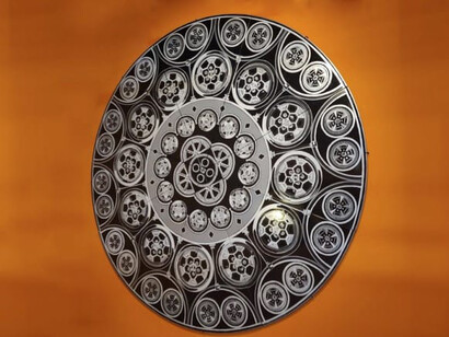 Betsabeé Romero, Al reverso de la pista [On the other side of the track], exhibition view. Courtesy of Blanton Museum