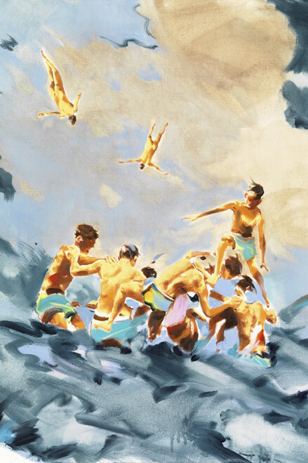 Norbert Bisky, Survivor, 2014, Huile sur papier, 63,6 x 50 cm, © Bernd Borchardt/VG Bild-Kunst, Bonn. Courtesy Galerie Daniel Templon  