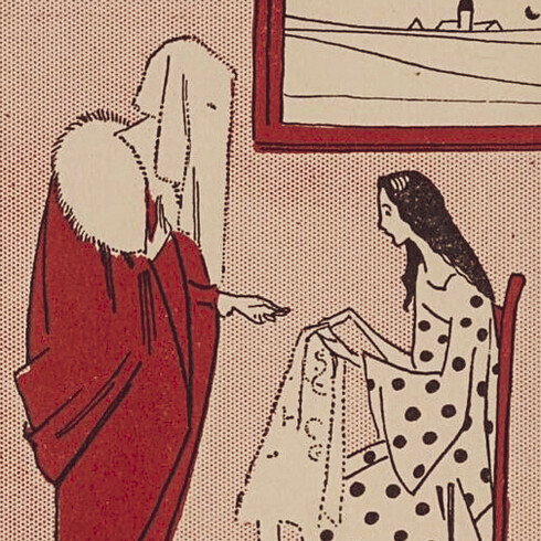 Ilustración de Jean de Bosschère para "Elsie de la piel del asno", adaptación de "Piel de asno" incluida en The Fairies Up-To-Date (1923) de Edward Anthony y Joseph Anthony