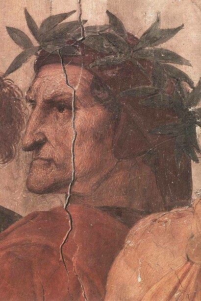 Dante Alighieri, particolare della Chiesa Militante, "Disputa del Sacramento", Raffaello