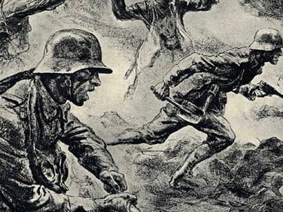 One of six Nationalist/Nazi Propagada postcards issued by Köhler Druck in Germany under the title Frontbilder 1918