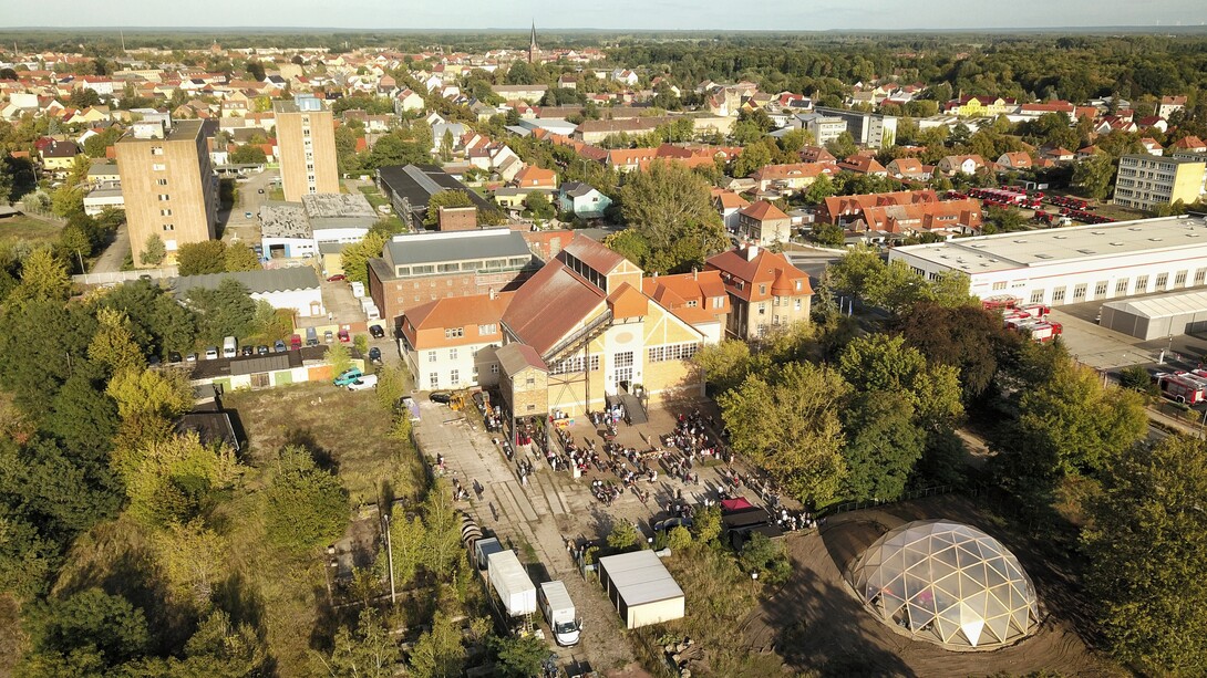 E-Werk Luckenwalde, aerial photograph, 2019 © E-Werk Luckenwalde and Tim Haber