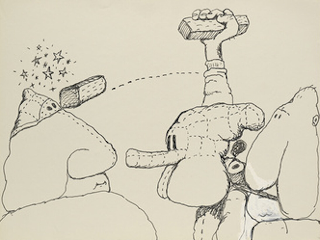 Untitled — Philip Guston, 1971, Ink on paper, 27.6 x 35.2 cm / 10 7/8 x 13 7/8 in © The Estate of Philip Guston. Courtesy the Estate and Hauser & Wirth . Photo: Genevieve Hanson