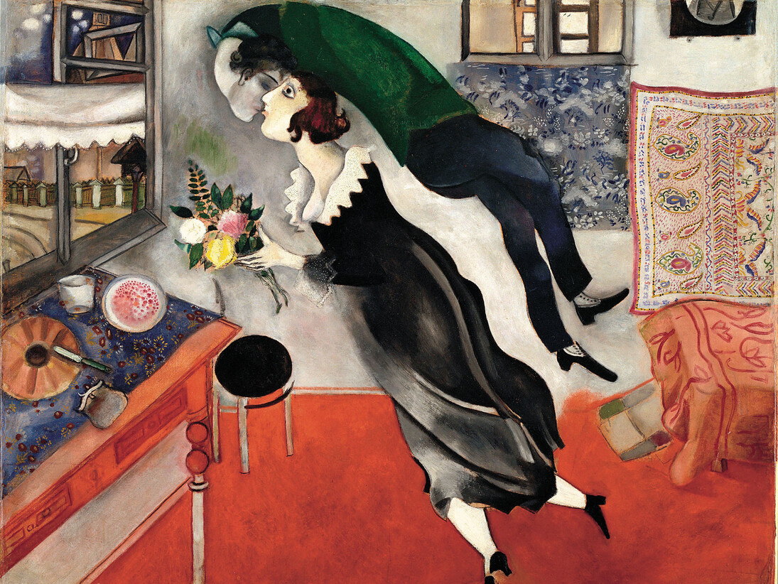 Marc Chagall, The Birthday, 1915, oil on cardboard, New York, Museum of Modern Art, acquired through the Lillie P. Bliss, 1949, Inv. 275.1949 © © The Museum of Modern Art, New York, ® SABAM, Belgium 2015, Foto: Scala, Firenze