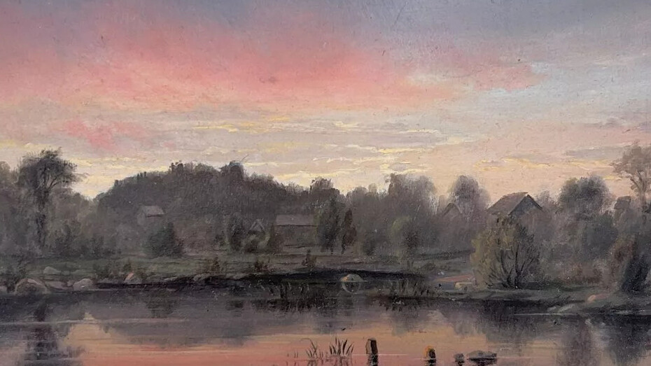 William Partridge Burpee, New England village at sunset (detail), late 1870s. Courtesy of Childs Gallery